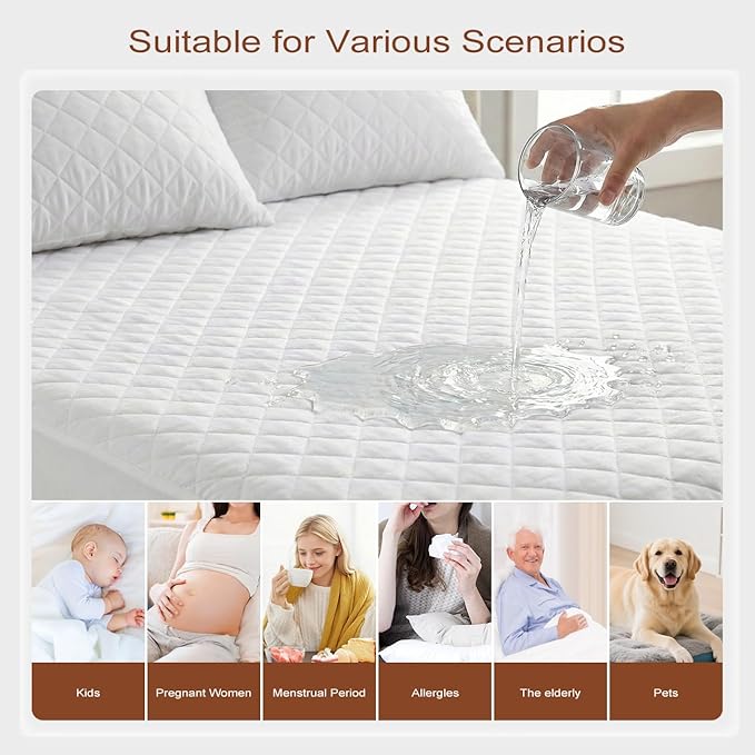 Mattress Cover, Waterproof Mattress Cover, Full-Size Ultra-Soft and Breathable, Machine Washable, Suitable for Home, Bedroom, and Hotel Use.(Gray King