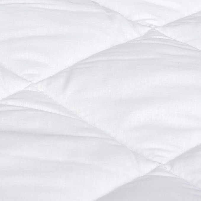 Amazon Basics Hypoallergenic Quilted Breathable Mattress Topper Pad with Protection, 18 Inches Deep, King Size, White