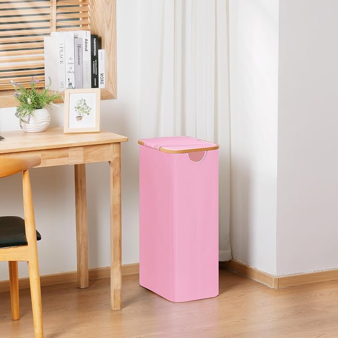 Vincona Slim Laundry Basket with Lid, Narrow Dirty Clothes Hampers for Laundry with Handle, Skinny Laundry Bin for Laundry Room, Dorm, Bedroom and Bathroom, 19.8 Gallon (75L) Pink - Image 7
