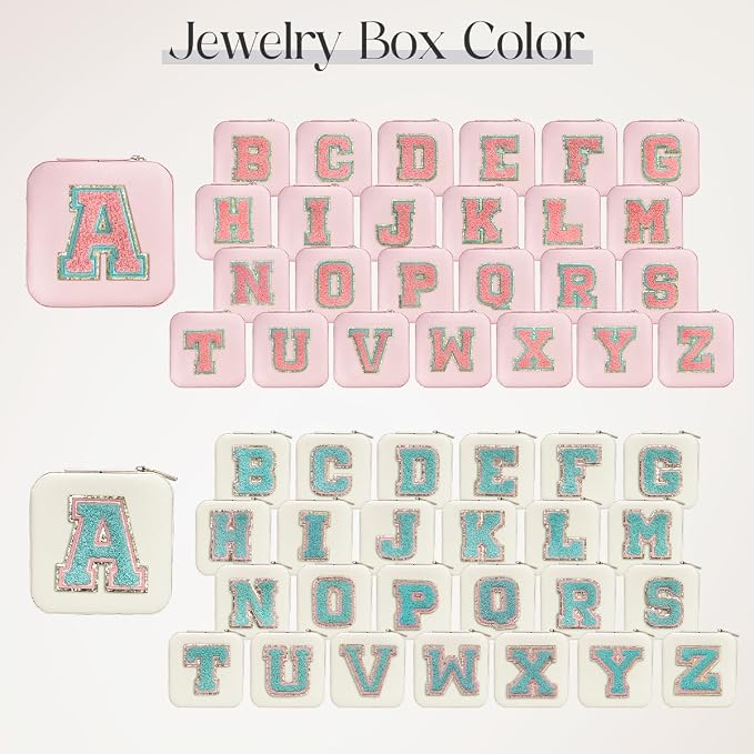 SANDJEST Personalized Jewelry Box, White Travel Jewelry Box with Initial U, Small Monogrammed Jewelry Case Organizer for Girls Women Teen Kids, Mini Travel Essentials Gifts for Birthday Christmas - Image 7