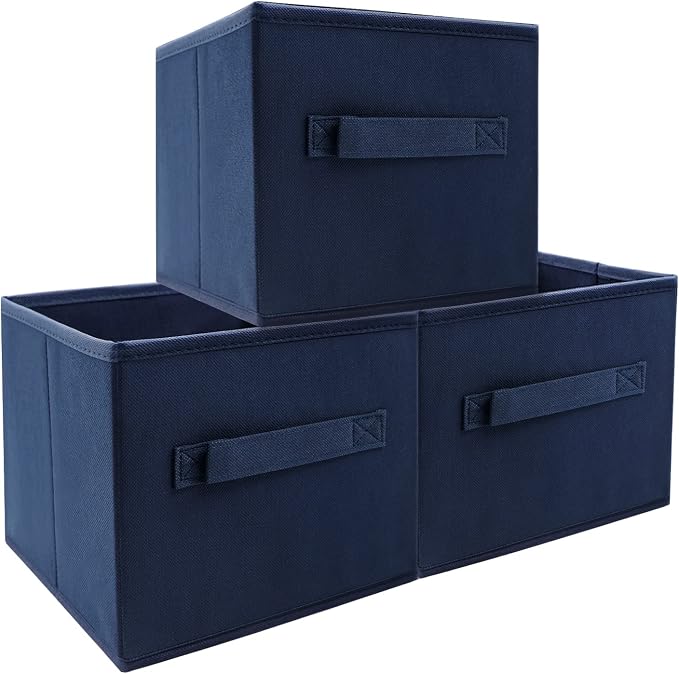 EBIGIC Small Storage Bins,Collapsible Fabric Storage Organizer 9.0"x7.5"x7.5" 3 Pack,Mini Storage Box,fit for closet, living room, bookshelf, Kids clothes and toys storage and organization Blue - Image 6