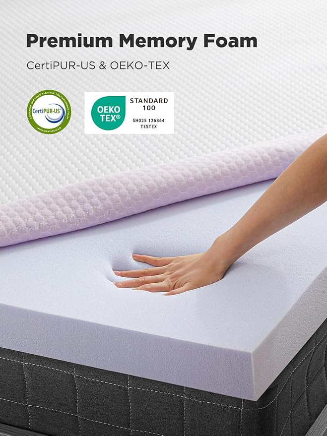 PERLECARE 3 Inch Mattress Topper Full XL - Gel Memory Foam for Pressure Relief, Premium Soft Cooling Sleep, Non-Slip Design with Removable & Washable Cover, CertiPUR-US Certified