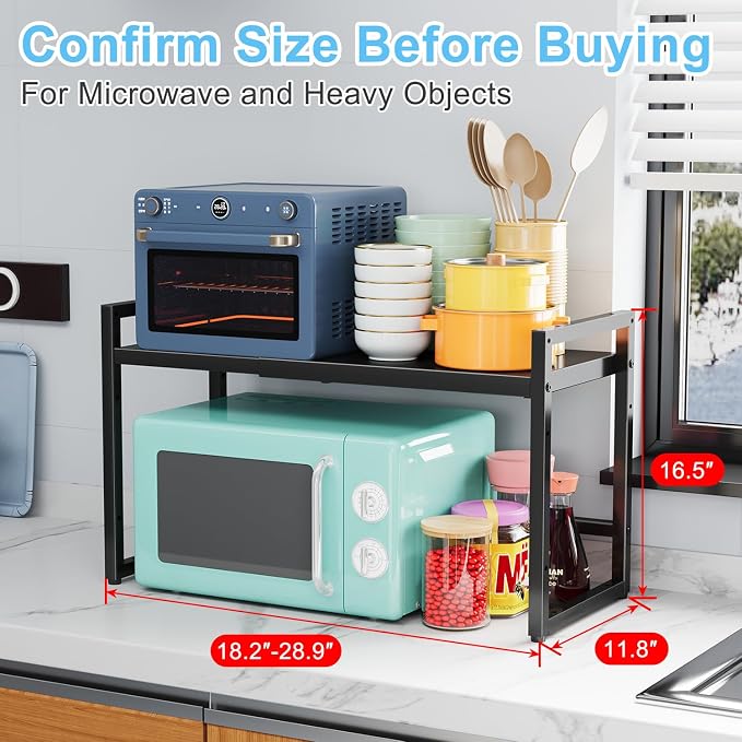 Expandable Metal Storage Shelves, 110LBS Heavy Duty Shelving Units and Storage For Pots Pans Small Appliances, Adjustable Metal Storage Shelf Rack For Kitchen Cabinets Closet Pantry Warehouse Garage - Image 9