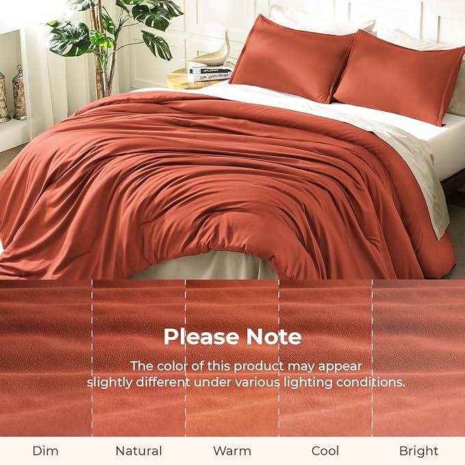 Litanika Burnt Orange Twin/Twin XL Comforter Set, 2 Pieces Solid Terracotta Lightweight Bedding Comforter Set, Rust Fluffy Quilted Blanket Set (66x90In Comforter & 1 Pillowcase)