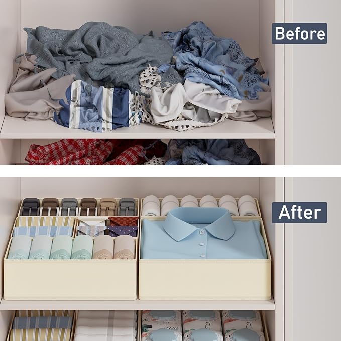 DIMJ Drawer Organizer Clothes Storage - 18 Pack Baby Dresser Organizer for Nursery, Foldable Closet Drawer Organizer Bins for Bedroom Organization, Fabric Storage Dividers for Socks, Underwears, Bras - Image 6
