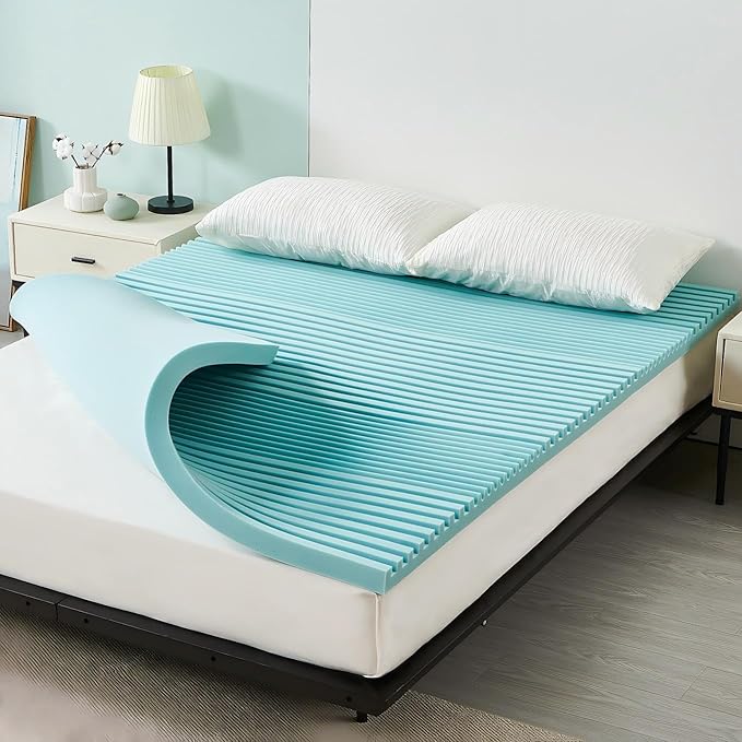 2 Inch Cooling Gel Memory Foam Mattress Topper Twin XL, 5-Zone Back Pain Relief College Dorm Mattress Topper, Orthopedic Pressure Relief Bed Topper, CertiPUR-US Certified