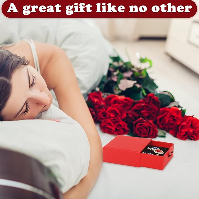 Nsmykhg Jewelry Gift Box Velvet-Lined,12 Pack Compact Drawer Style for Earrings & Rings, Necklace & Bracelet Organizer, 3.93x3.93x1.65 Inches, Stackable Elegant Jewelry Display & Storage Box (Red) - Image 7