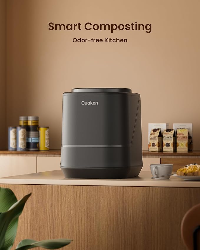 4L Electric Composter for Kitchen, Smart Countertop Compost Bin, Odorless | Low Noise | Auto-Cleaning | Turn Food Waste into Fertilizer, Indoor Food Waste Compost Machine, Black - Image 9