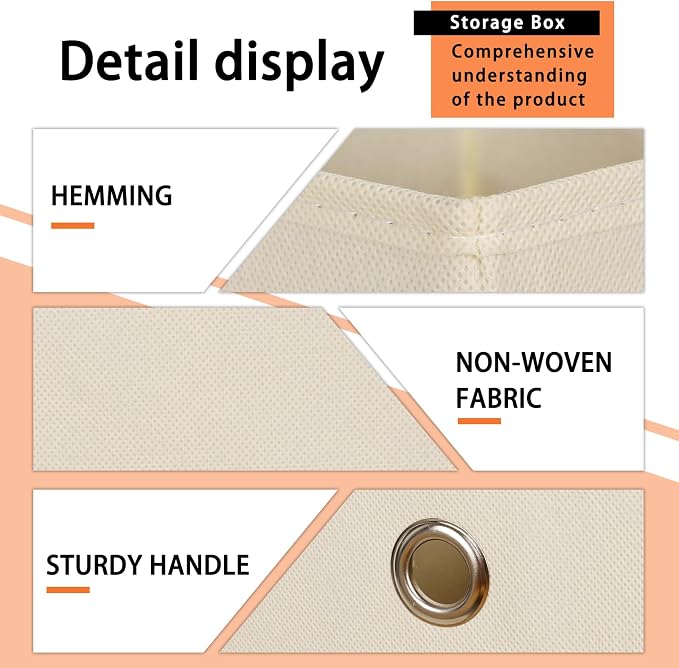 Foldable Storage Cubes Bins ,11 Inch Cloth Storage Cube Fabric Storage Box Cubes Organizer Baskets with Dual Handles for Home Organizer Set of 10 (Creamy-White) - Image 7