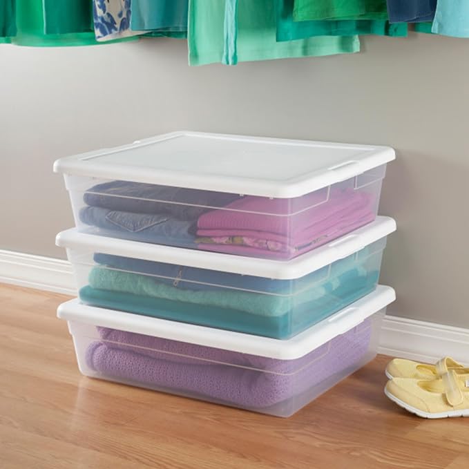 Sterilite 30-Pack Storage Box, Stackable Clear Plastic Bins with Snap-On Lids, 28 Quart - Image 9