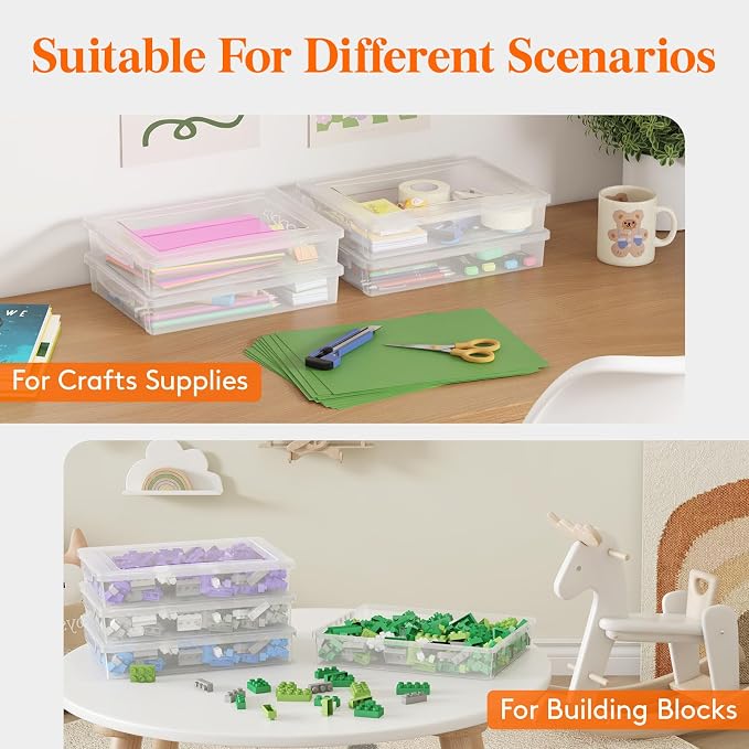 Lifewit 8 Pack Plastic Multi-Purpose Storage Box with Latching Lids, Clear A4 Paper Storage, Classroom Organization, Storage Containers for Board Game, Craft, Document, Magazine, Art Supplies - Image 9