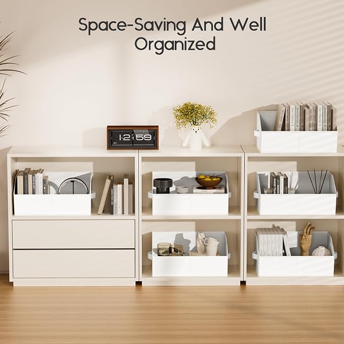 Homsorout Large Closet Organizers and Storage Bins - 6 Pack Trapezoid Storage Baskets for Shelves, Foldable Fabric Baskets with Handles Ideal for Closet, Basket, Wardrobe and Shelf Storage, White - Image 7