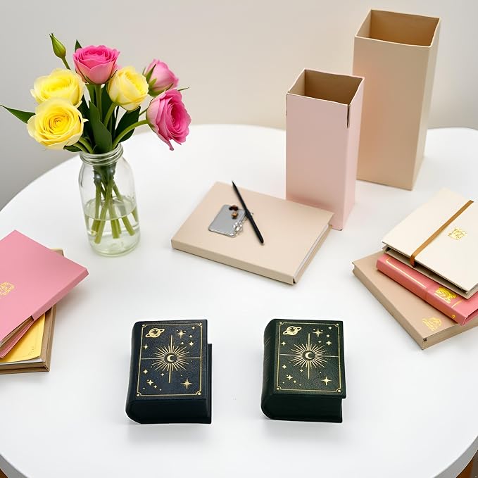 Book Shaped Ring Box - Vintage Engagement Ring Box with Hinged Lid for Proposal Engagement Wedding, Proposal Ring Case with Magnetic Closure-PRB011-Blue - Image 7