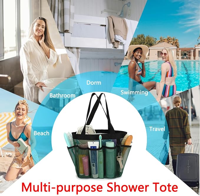 Fammart Mesh Shower Caddy Portable for College Dorm Room Essentials, 8-Pocket Large Shower Basket Tote Bag with 2 Handles for Toiletry, Bathroom, Beach, Camp, Gym - Image 8