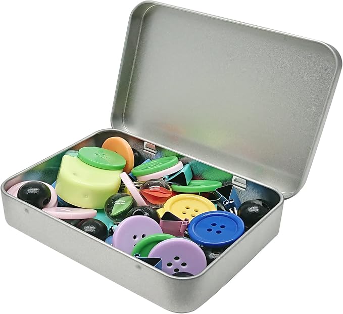 Hulless 6 Pcs Metal Hinged Tin Box Container Mini Portable Small Storage Container Kit with Lid for Home Storage 4.5x3.3x0.9 Inch, Silver - Image 6