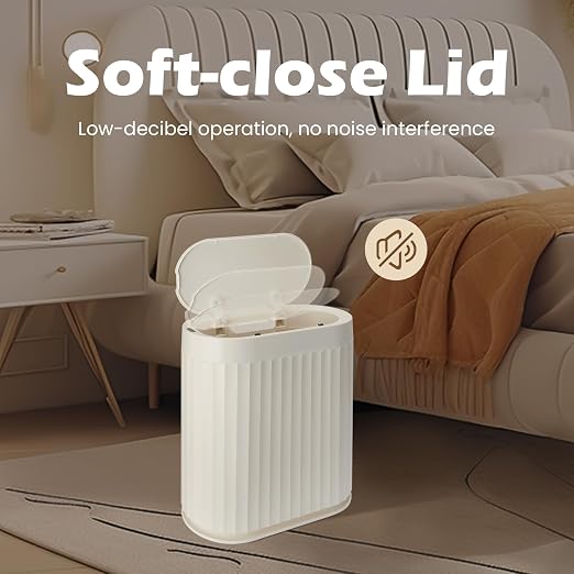 ELPHECO 2 Gallon Sensor Trash Can - IPX5 Waterproof Motion Sensor Trash Can, Automatic Bathroom Trash Bin, Slim Garbage Can for Bathroom, Office, Bedroom, Living Room, Beige - Image 7