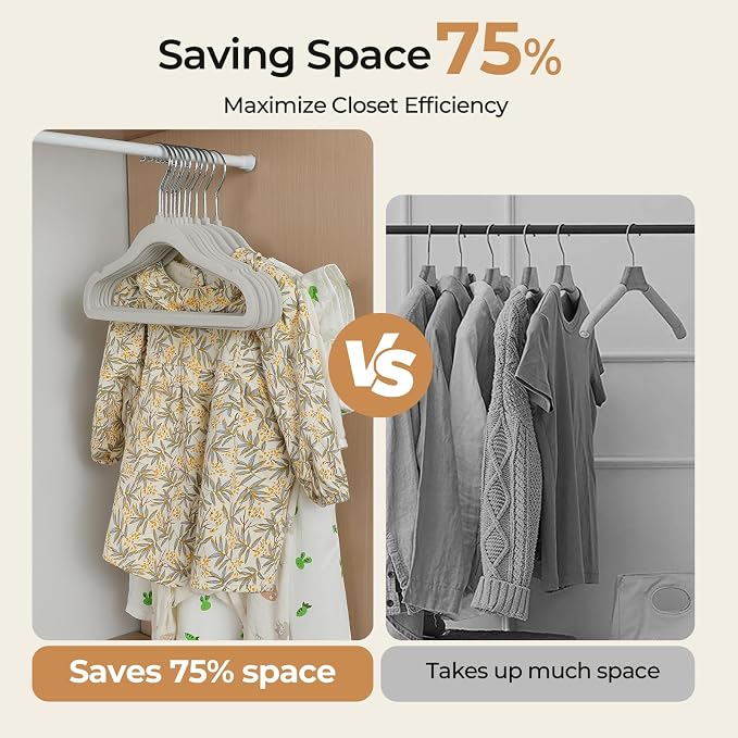 GoodtoU Kids Hangers Velvet 50 Pack Baby Hangers for Closet Non Slip Childrens Infant Hanger Grey - Image 7