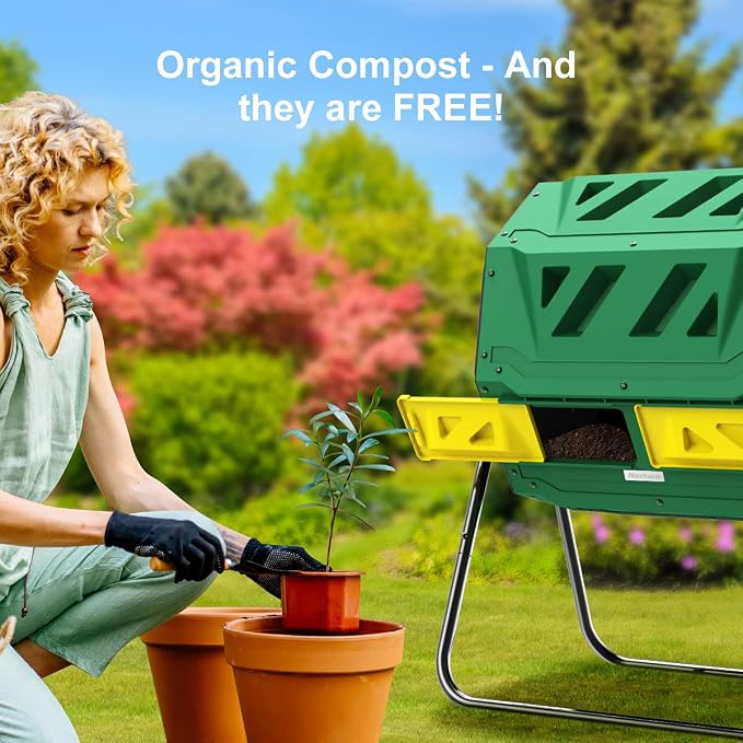 Compost Tumbler Bin Composter Dual Chamber 43 Gallon (Bundled with Pearson's Gardening Gloves) - Image 7