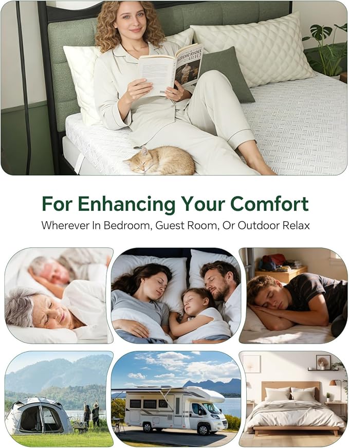 Queen Mattress Topper,Gel Memory Foam Mattress Topper 3 inch Queen Size Bed Topper,High Density Mattress Pad,Bamboo Rayon Soft Cover Removable,Non-Slip & Zipper,Elastic Straps Fits 6"-21"