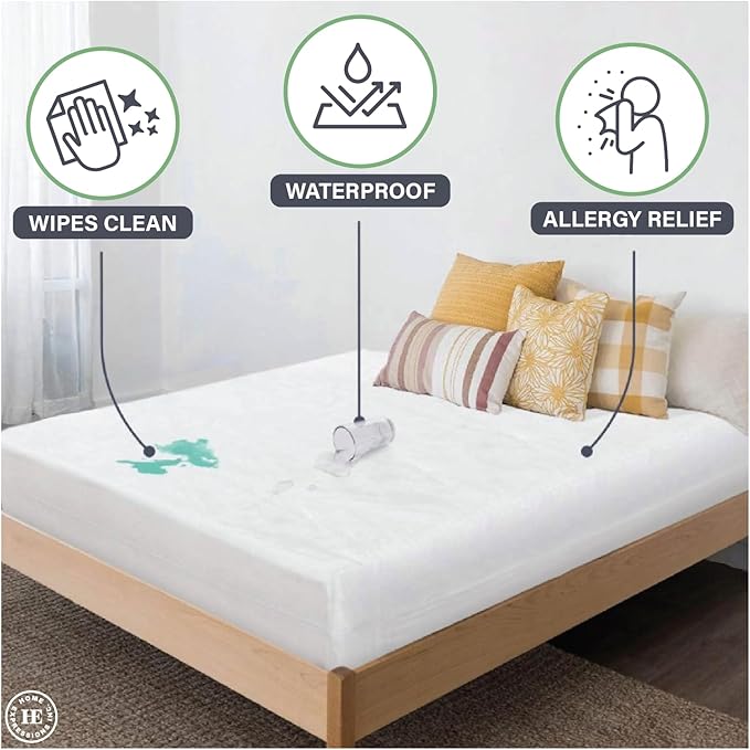 4Gauge Vinyl Plastic Mattress Protector Fitted Sheet Style Waterproof Mattress Cover Breathable and Spill Protection Fits a Mattress Up to 11.5" Deep (Twin 76" x 39" x 11.5" Deep)