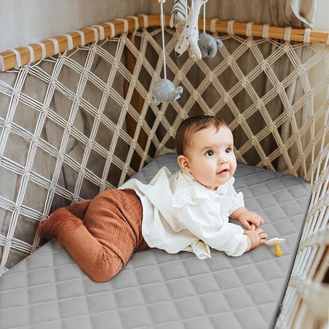 Bassinet Mattress Pad Cover Fit for AirClub/AMKE 3 in 1/HARPPA/TCBunny/MiClassic and Milliard Bedside Sleeper, Waterproof Bassinet Mattress Protector Quilted Bassinet Sheets (21" x 35") 2 Pack