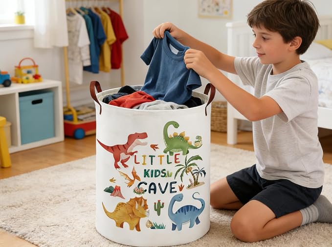 Kids Laundry Basket Animal Hamper for Nursery Dinosaur Hamper Cute Kids Storage Bin Organizer Room Decor for Home(Dinosaur) - Image 6