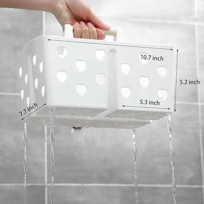 Anyoifax Portable Shower Caddy Plastic Basket Organizer Divided Bathroom Storage Tote With Handle for College, Dorm Room, Kitchen, White - Image 6
