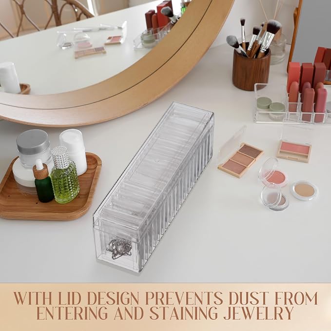 Kenning 21 Pcs Acrylic Jewelry Case Organizer, Clear Jewelry Organizers Holder with Portable Anti Tarnish Storage Bags for Rings, Earrings, Necklaces, Ideal Gifts for Women (Clear) - Image 6