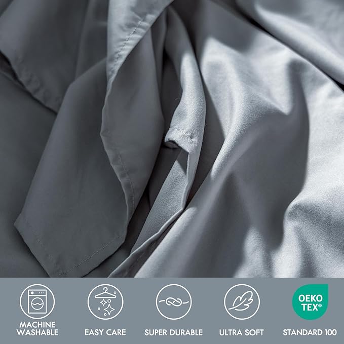 ClevaHome Full Size Sheet Set - 6 Piece Soft Breathable Luxury Bed Sheet Set - Shrinkage & Fade Resistant Embroidered Bedding Sheet with Deep Pocket, 2 Extra Pillowcases (Full, Quarry)
