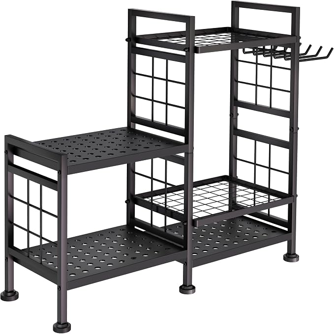 GIOTORENT 5 Tier Garden Tool Organizer, Metal Yard Tools Storage Rack, Garage Storage and Organization, Heavy Duty Garden Tool Organizer for Garage, Yard, Patio, Shed, Indoors and Outdoors, Black - Image 9