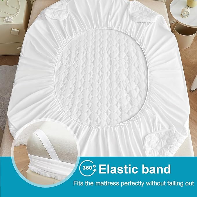 Waterproof Mattress Protector Full Size, Premium Cooling Mattress Pad Mattress Protector for Hot Sleepers, Ultra Soft & Breathable Fitted Mattress Cover with 18” Deep Pocket