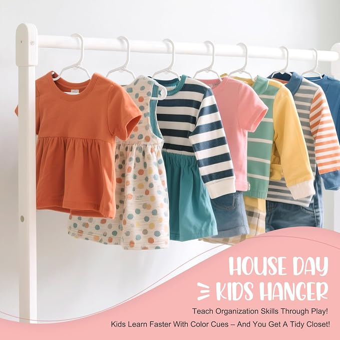 HOUSE DAY Plastic Baby Hangers for Closet 60 Pack, Durable Plastic Kids Hangers for Baby Clothes, Thin & Compact Childrens Hangers, Space Saving White Baby Hanger, Small Hanger for Kids Clothes - Image 9