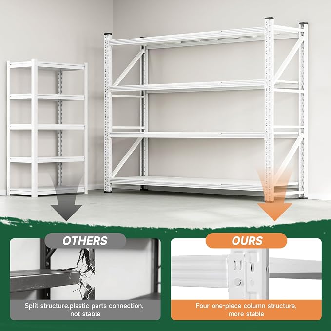 Letaya 6000LBS Storage Shelves Heavy Duty,79" W Garage Shelving Units, 4 Tier Adjustable Utility Rack Shelf,Large Metal Industrial Shelves,for Shop,Warehouse,Basement (79" W x 24" D x 79" H) - Image 8