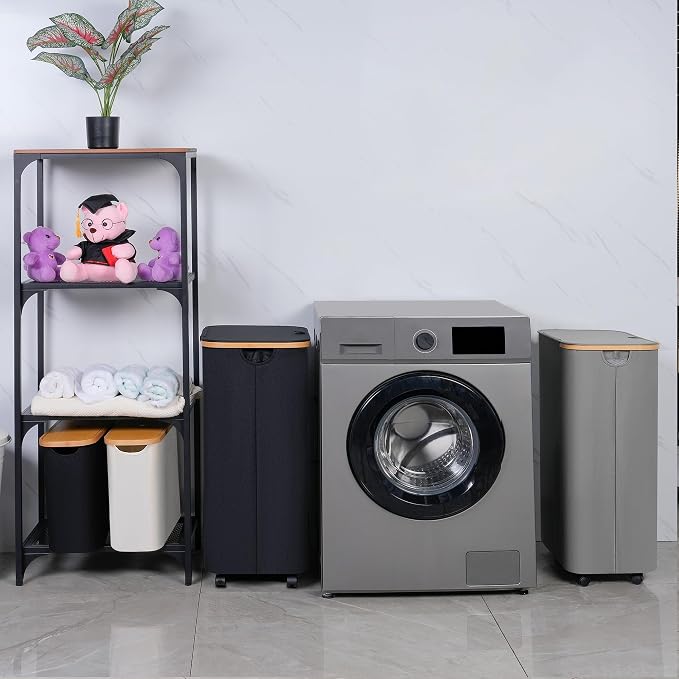 Laundry Basket with Wheels, 110L Beige Clothes Hamper for Laundry, Laundry Hamper with Lid and Inner Bag, for Laundry Room, Bedroom, Dormitory Storage,Beige - Image 6