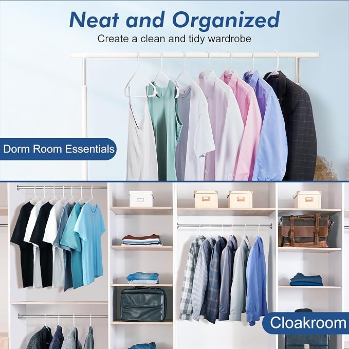 HOUSE DAY White Plastic Hangers 40 Pack, Plastic Clothes Hangers with Built-in Strap Hooks, Space Saving Slim Hanger for Closet Organizers and Storage, Durable Clothing Hanger for Shirts Blouses Tops - Image 8