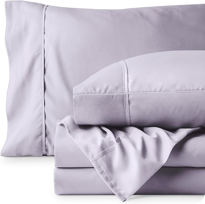 Bare Home Queen Sheet Set - 1800 Ultra-Soft Microfiber Queen Bed Sheets - Double Brushed - Deep Pockets - Easy Fit - 4 Piece Set - Bedding Sheets & Pillowcases (Queen, Light Lavender)
