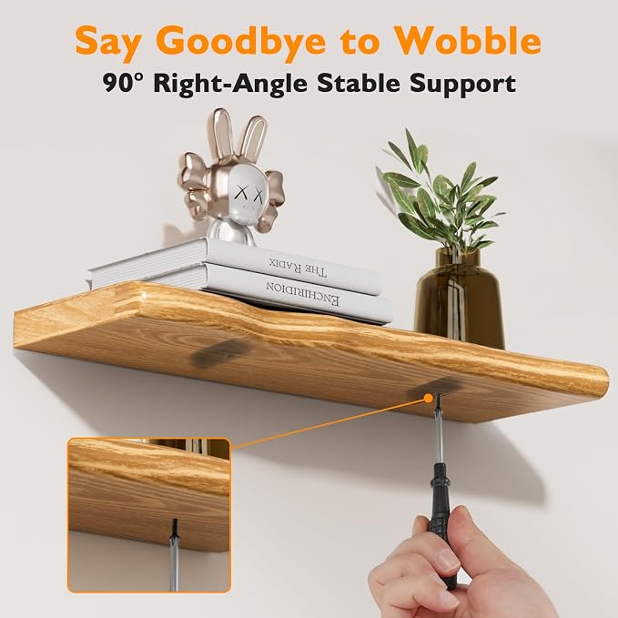 Floating Shelves for Wall Rustic Farmhouse 48 Inch Floating Shelf Bathroom Wooden Shelves for Wall Mounted Live Edge Pine Shelf with Unique Natural Grain for Living Room Bedroom Kitchen (Natural) - Image 9