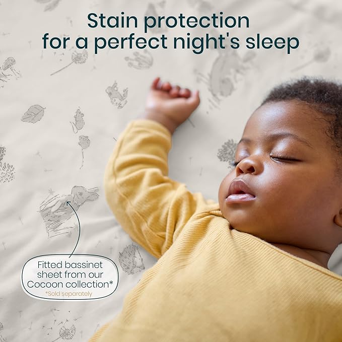 Tutti Bambini 100% Waterproof Bassinet Mattress Protector - Premium Ultra Breathable Bassinet Mattress Pad Cover, Machine Washable, Compatible with CoZee® Bassinets (31.8 x 20 in)