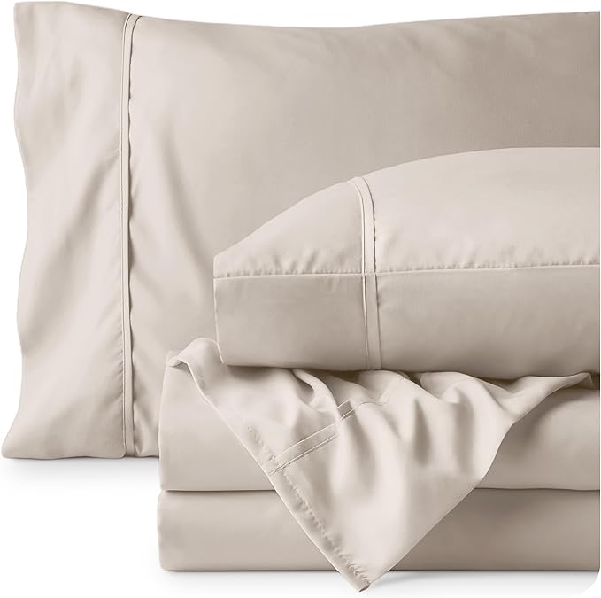 Bare Home King Sheet Set - 1800 Ultra-Soft Microfiber King Bed Sheets - Double Brushed - Deep Pockets - Easy Fit - 4 Piece Set - Bedding Sheets & Pillowcases (King, Wheat)