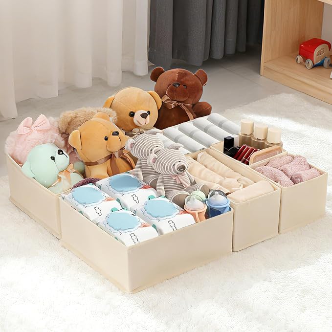 Drawer Organizer Clothes, 16 Pack Dresser Organizer Bins, Foldable Closet Organizers and Storage Fabric Dresser Bins, Shallow Drawer Dividers for Clothing, Underwears, Socks, Tie - Image 9