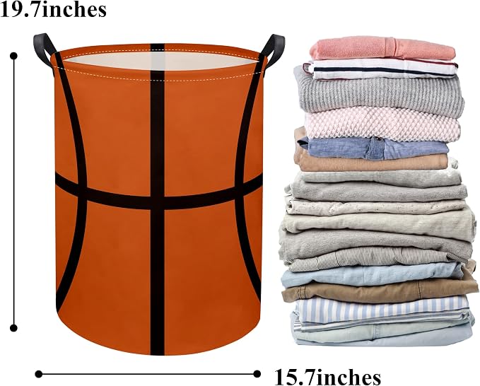HIYAGON Basketball Kids Laundry hamper Baby Hamper for Nursery Boy and Girl Kids Cute Kids Toys Storage Bin Organizer Basketball Room Decor for Home(Basketball Pattern) - Image 6