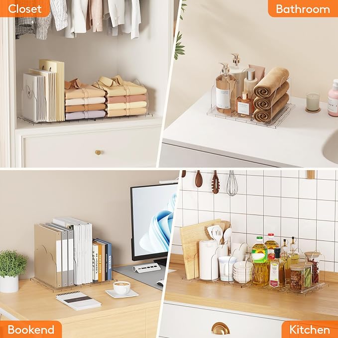 Lifewit Purse Organizer for Closet, Clear Handbags Storage Organizer, Adjustable Clutch Purse Storage Organizer Holder for Closet, 2 Pack Bookshelf Dividers for Sweater in Bedroom 35 x 24 cm/14 × 9.5" - Image 8