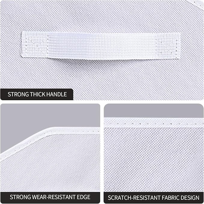 Homsorout Fabric Bins for Organization - Trapezoid Storage Cubes, Large Baskets for Storage, 6 Pack Shelf Baskets, Closet Organizer Bins for Clothes, Books, Home, Office, White - Image 7