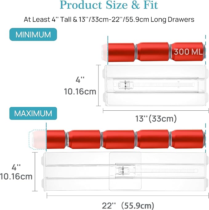 Vtopmart 8 Pack Drawer Dividers for Clothes, 4" High 13"-22" Adjustable Expandable Dresser Drawer Organizer, Clear Plastic Separators for Dresser, Baby Clothing, Underwear, Cosmetic, Toiletries - Image 9
