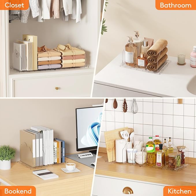 Lifewit Purse Organizer for Closet, Clear Handbags Storage Organizer, Adjustable Clutch Purse Storage Organizer Holder for Closet, 3 Pack Bookshelf Dividers for Sweater in Bedroom 35 x 24 cm/14 x 9.5 - Image 8
