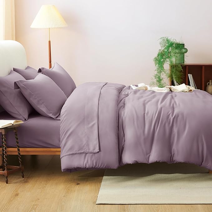 CozyLux Full Size Comforter Sets Dusty Purple, 7 Pieces Bed in a Bag Full Comforter Set with Sheets, Luxury Bedding Set with Down Alternative Comforter, Fitted Sheet, Flat Sheet, Pillowcases & Shams