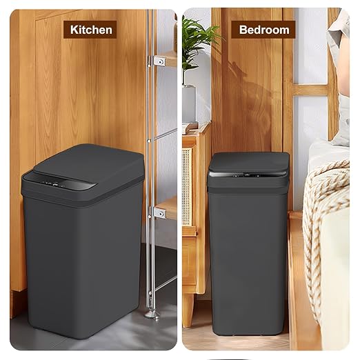 Yatmung 4 Gallons Bathroom Trash Can Automatic Touchless - 15.5 Liters Smart Trash Can Motion Sensor - Narrow, Plastic - Slim Electric Trash Bin - Skinny Garbage Can with Lid (Matte Black) - Image 6