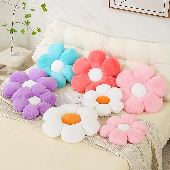 CANGHI Purple Flower Pillow 19.68 inch Flower Shaped Throw Pillows Daisy Plush Pillow Floor Pillows Seat Cushion Cute Aesthetic Decorative Throw Pillows for Bed Home Sofa Chair Couch Decor