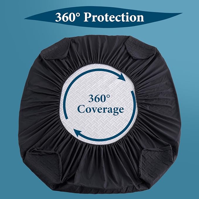 California King Mattress Protector Waterproof - Ultrasonic Noiseless Mattress Pad with Reinforced TPU Backing, Breathable Bed Cover Fit 6"-18" Deep Pocket for Potty Training, Pets, Black