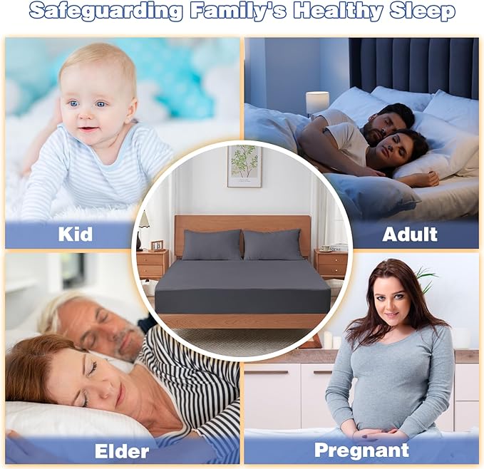 Full Mattress Protector, Waterproof Mattress Cover with 18" Deep Pocket Bed Cover, Fitted Sheet Style Noiseless Breathable Machine Washable, Dark Gray (54"x76")